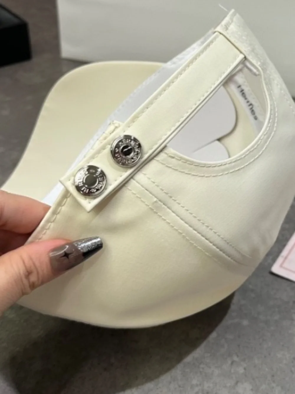 “H” Designer Winter White Embroidered Logo Baseball Hat Cap